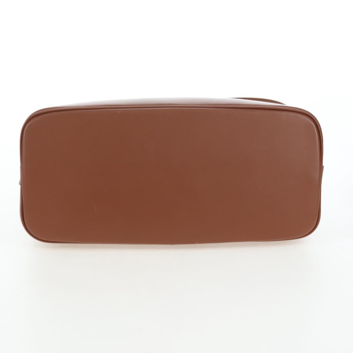 PRADA Vitello Intrecciato Shoulder Bag Leather Brown Silver Auth 198942M