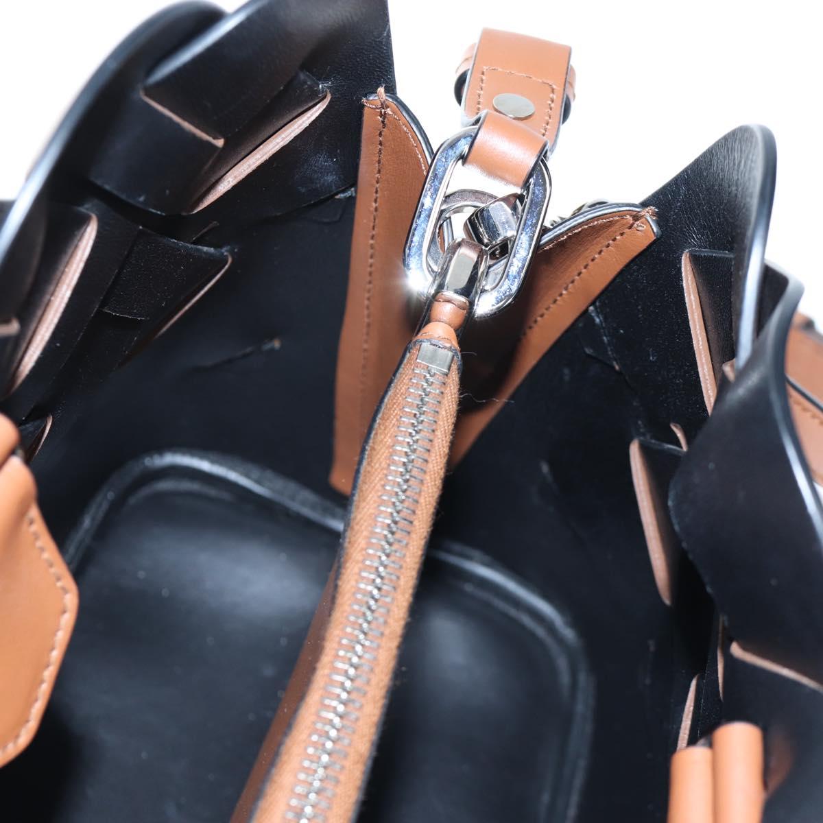 PRADA Vitello Intrecciato Shoulder Bag Leather Brown Silver Auth 198942M