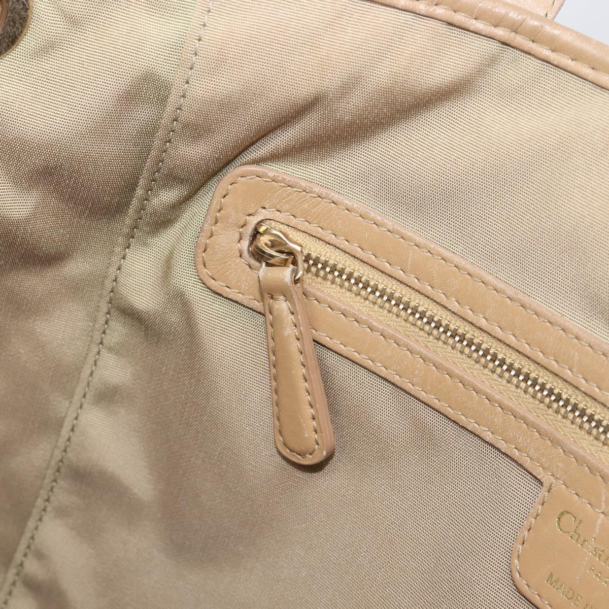 Christian Dior Lady Dior Canage Tote Bag Canvas Beige Gold Tone Auth 198943
