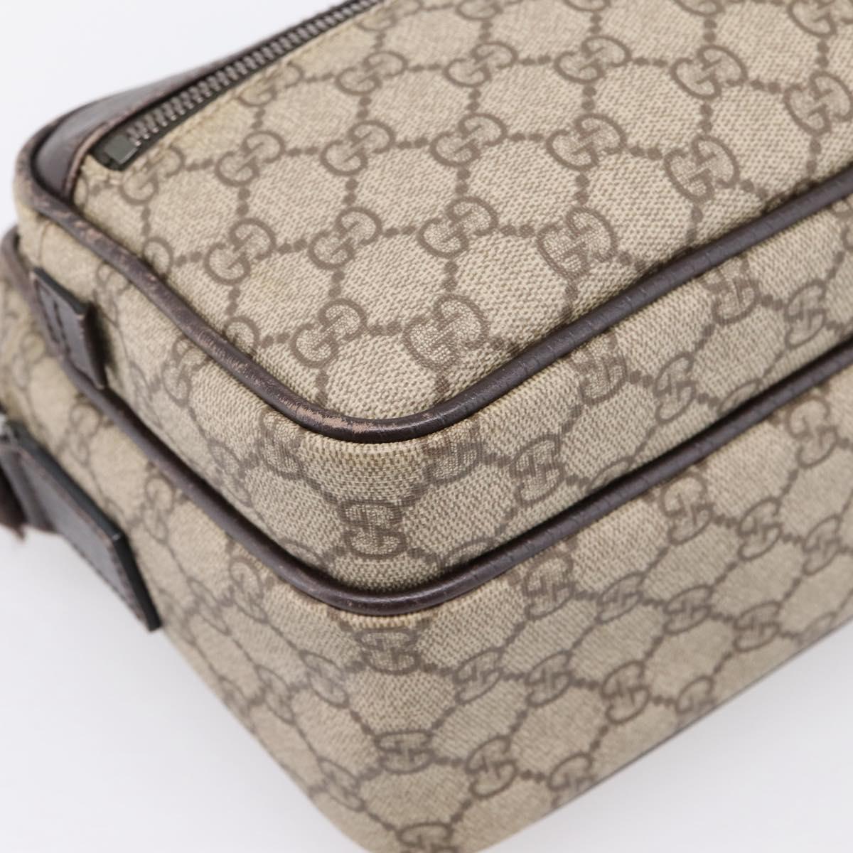 GUCCI GG Supreme Shoulder Bag PVC Leather Beige Silver 114531 Auth 198958
