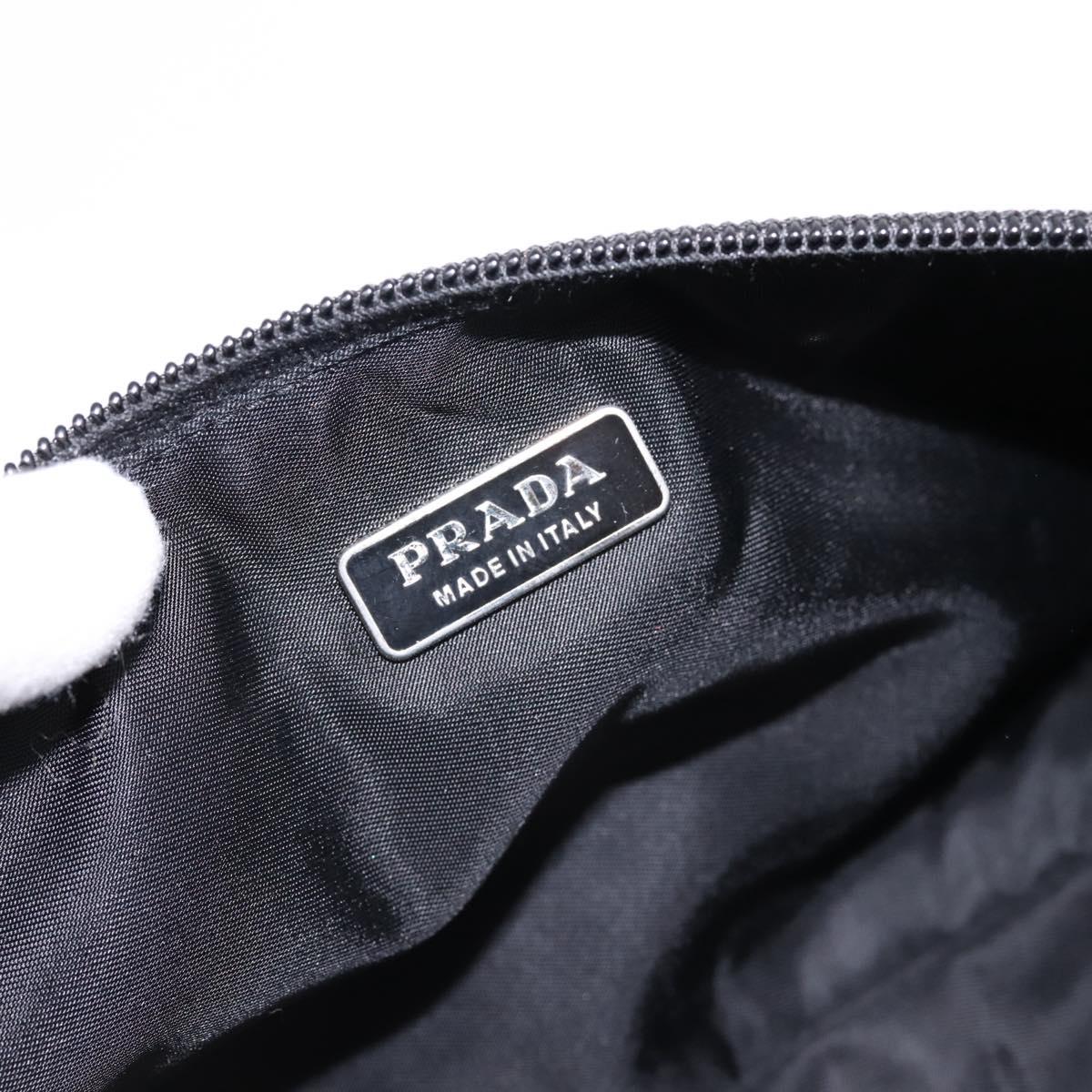 PRADA Accessory Pouch Nylon Black Silver Auth 198964