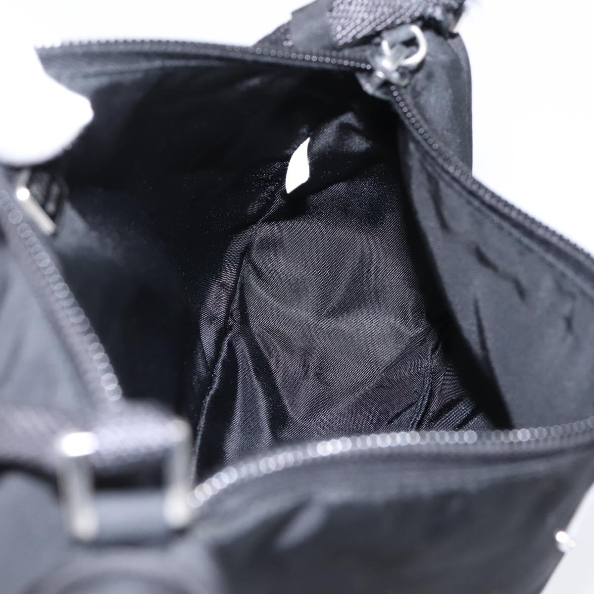 PRADA Accessory Pouch Nylon Black Silver Auth 198964