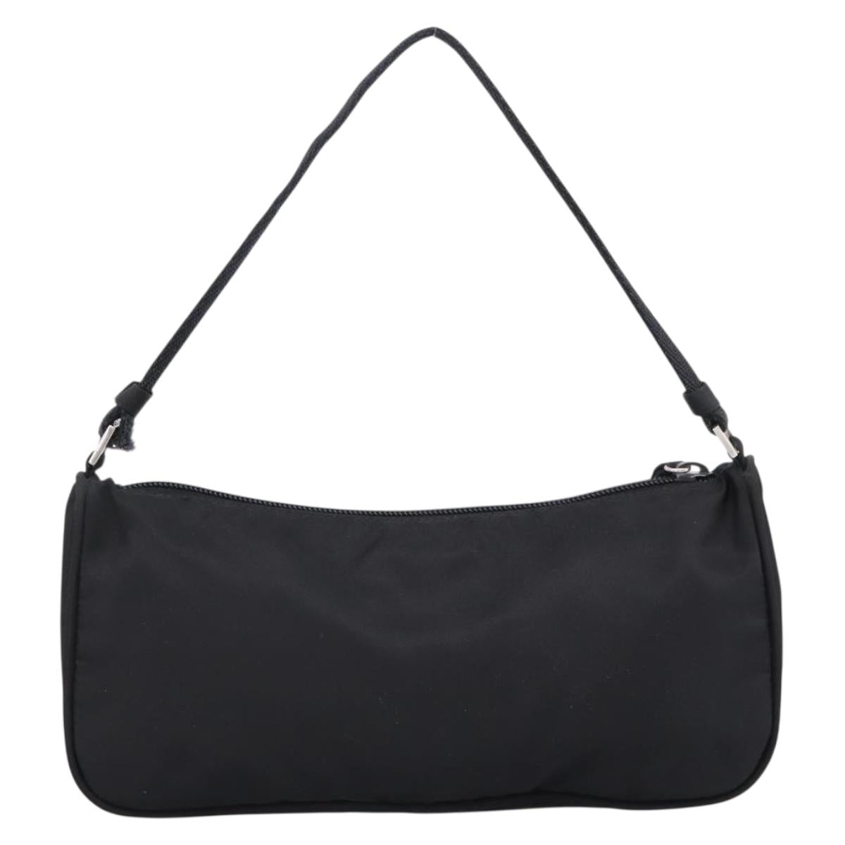 PRADA Accessory Pouch Nylon Black Silver Auth 198964