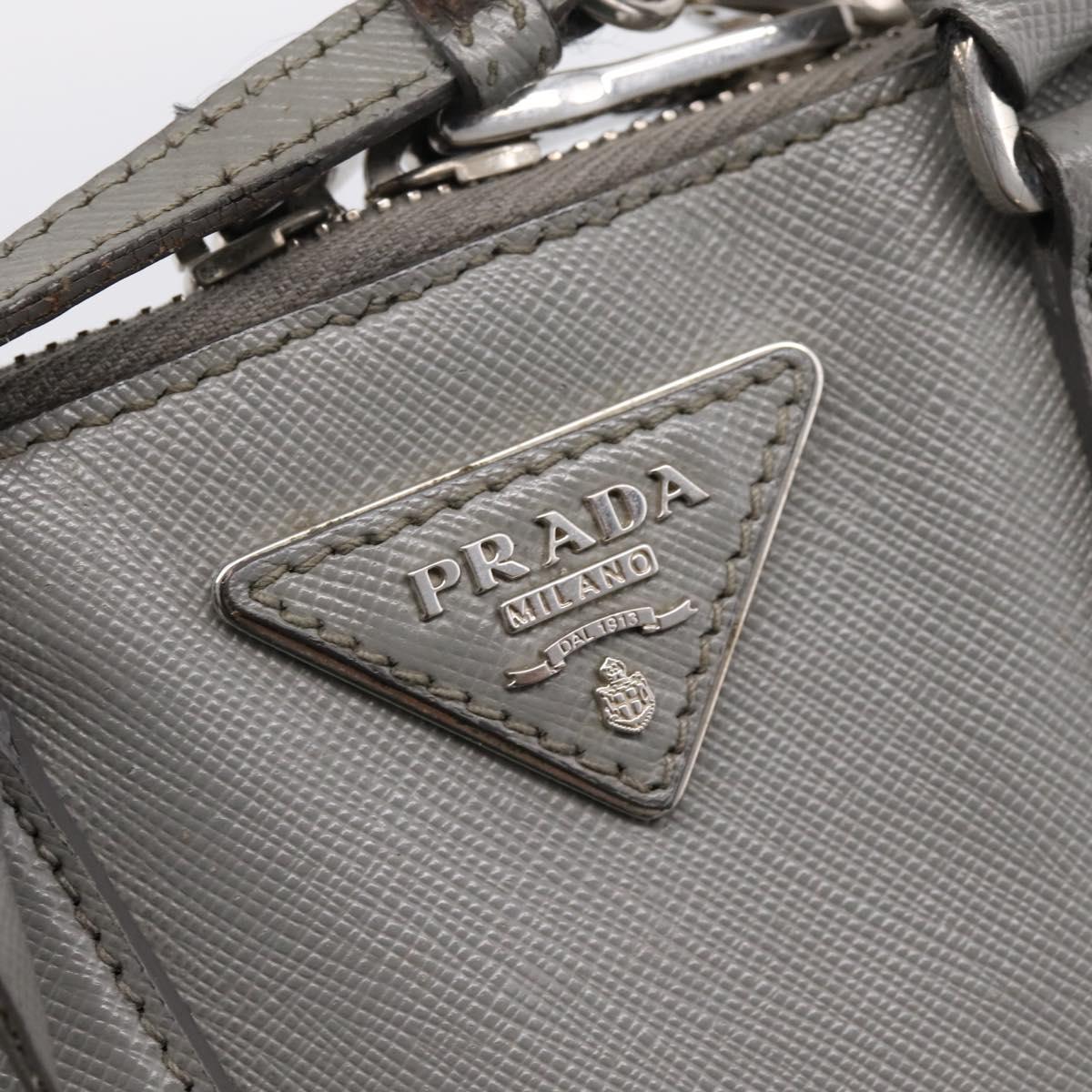 PRADA Hand Bag Saffiano 2way Gray Silver Auth 198967A