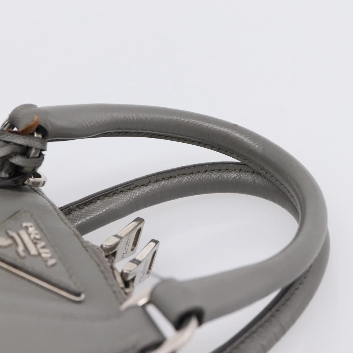 PRADA Hand Bag Saffiano 2way Gray Silver Auth 198967A