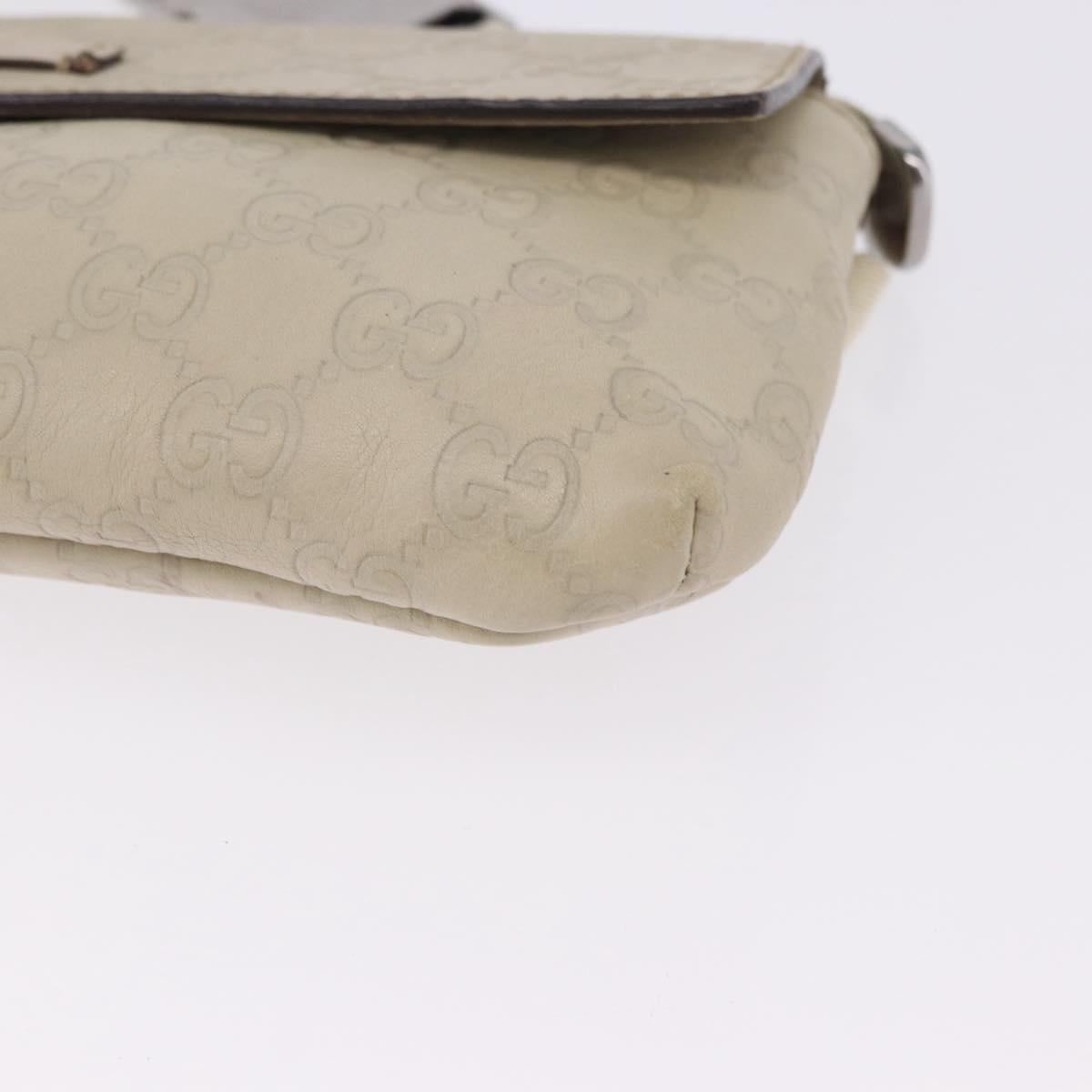 GUCCI GuccissimaGG Body Bag Leather Ivory Silver 162916 Auth 198969