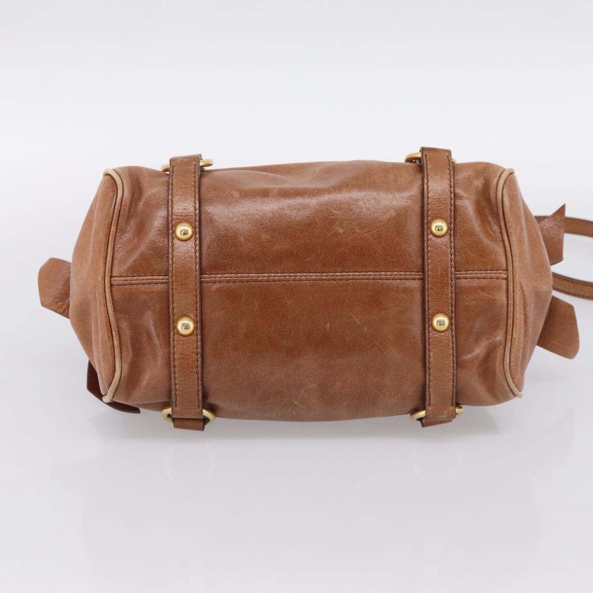 Miu Miu Hand Bag Leather 2way Brown Gold Tone Auth 198974A