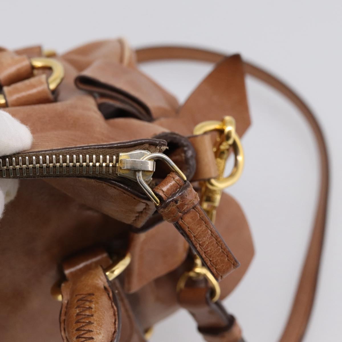 Miu Miu Hand Bag Leather 2way Brown Gold Tone Auth 198974A