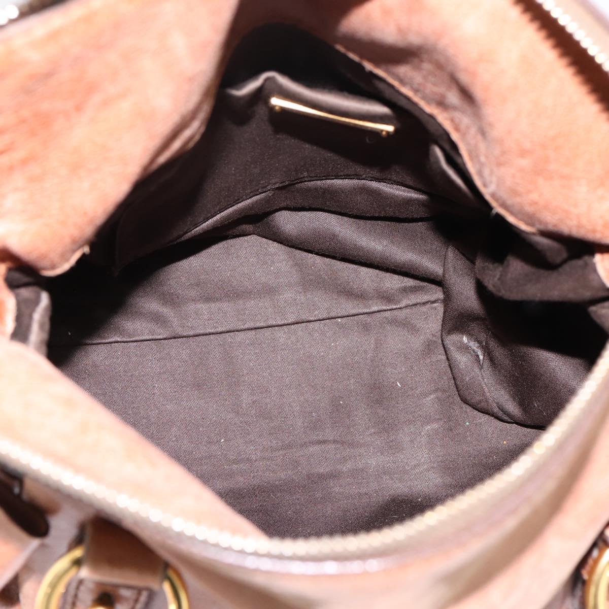 Miu Miu Hand Bag Leather 2way Brown Gold Tone Auth 198974A