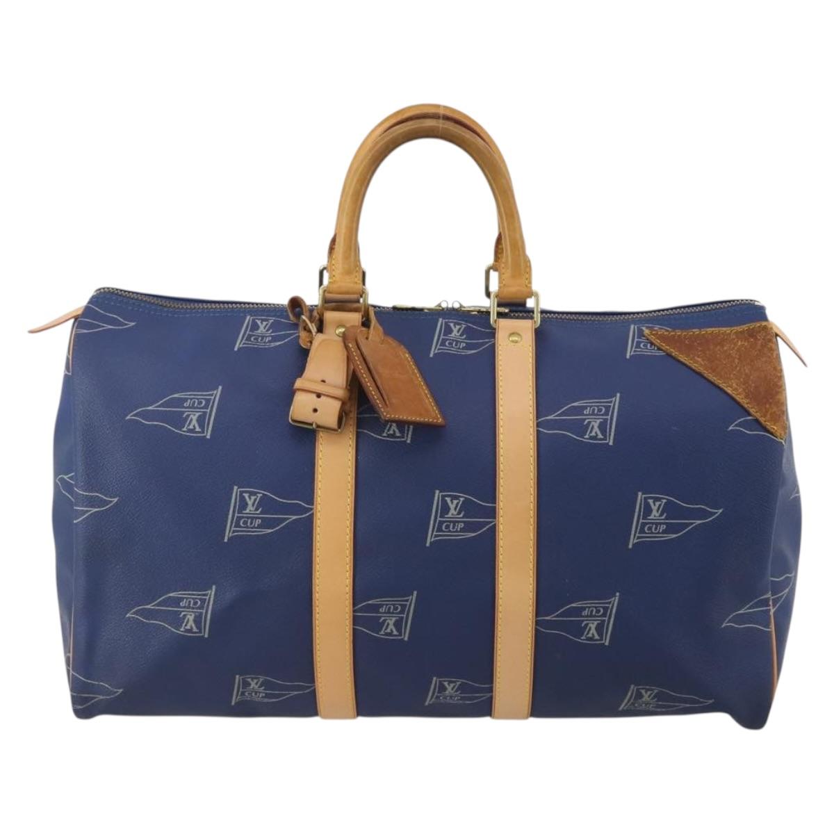 LOUIS VUITTON LV Cup Keepall 45 Boston Bag Blue M80014 LV Auth 198996A