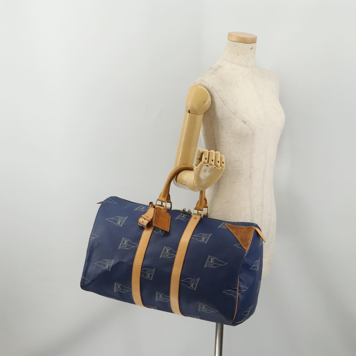 LOUIS VUITTON LV Cup Keepall 45 Boston Bag Blue M80014 LV Auth 198996A