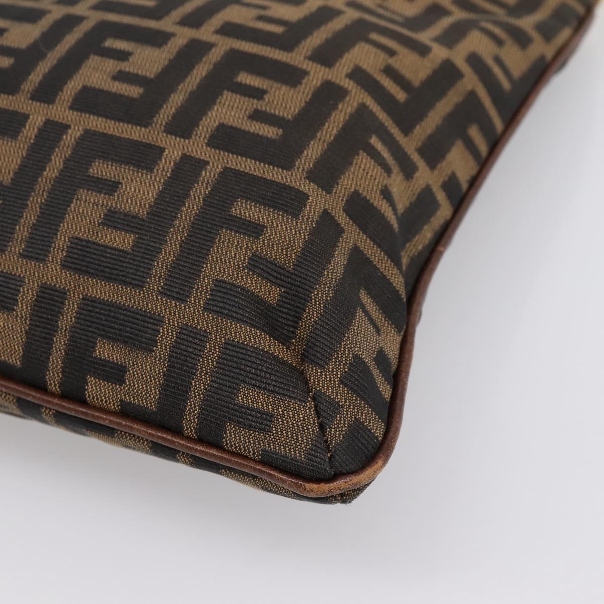 FENDI Zucca Canvas Shoulder Bag Brown Gold Tone Auth 199011