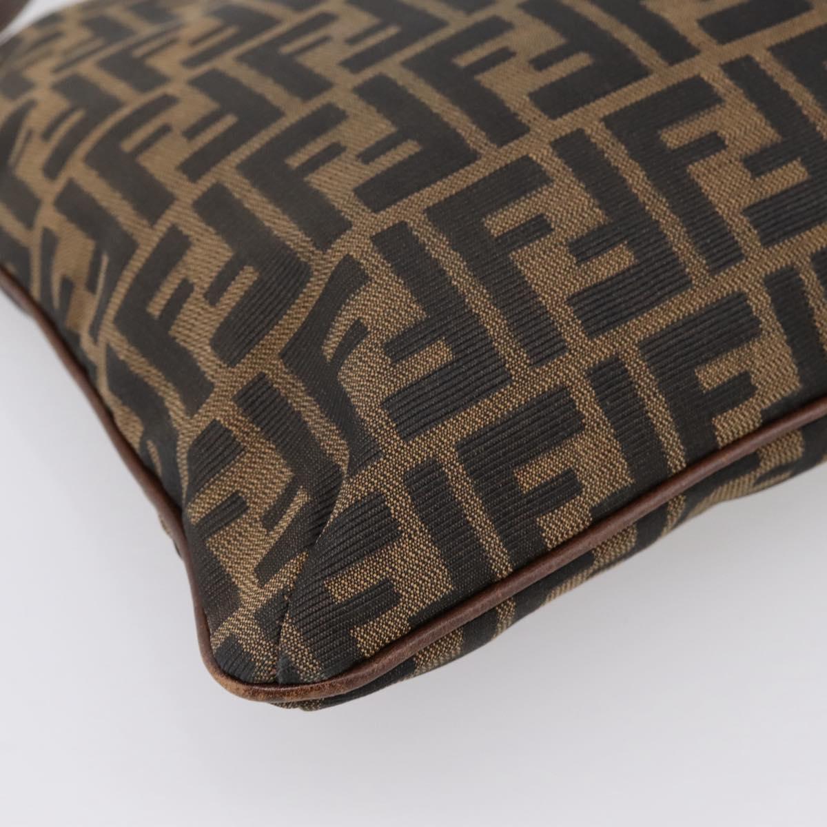 FENDI Zucca Canvas Shoulder Bag Brown Gold Tone Auth 199011
