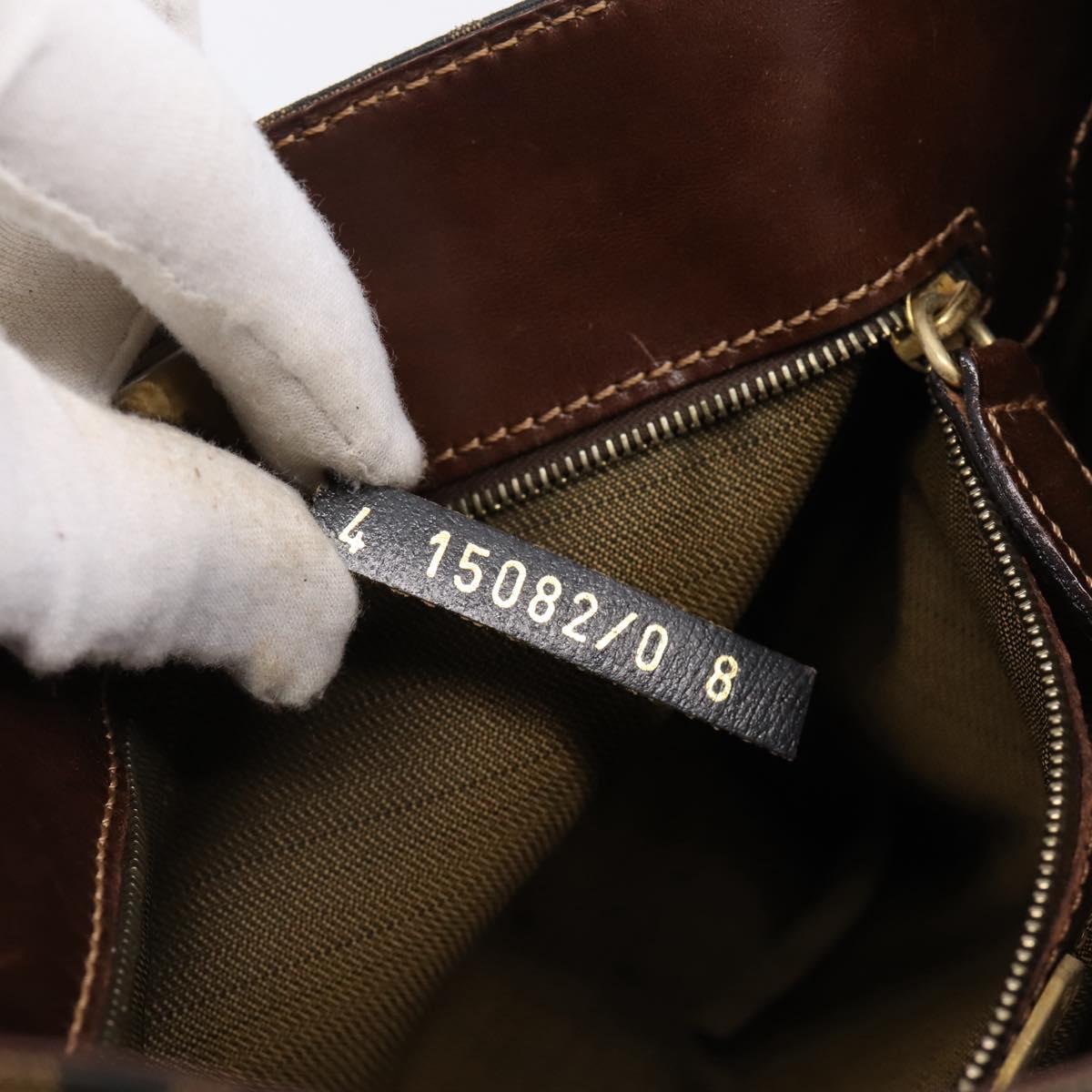 FENDI Zucca Canvas Shoulder Bag Brown Gold Tone Auth 199011