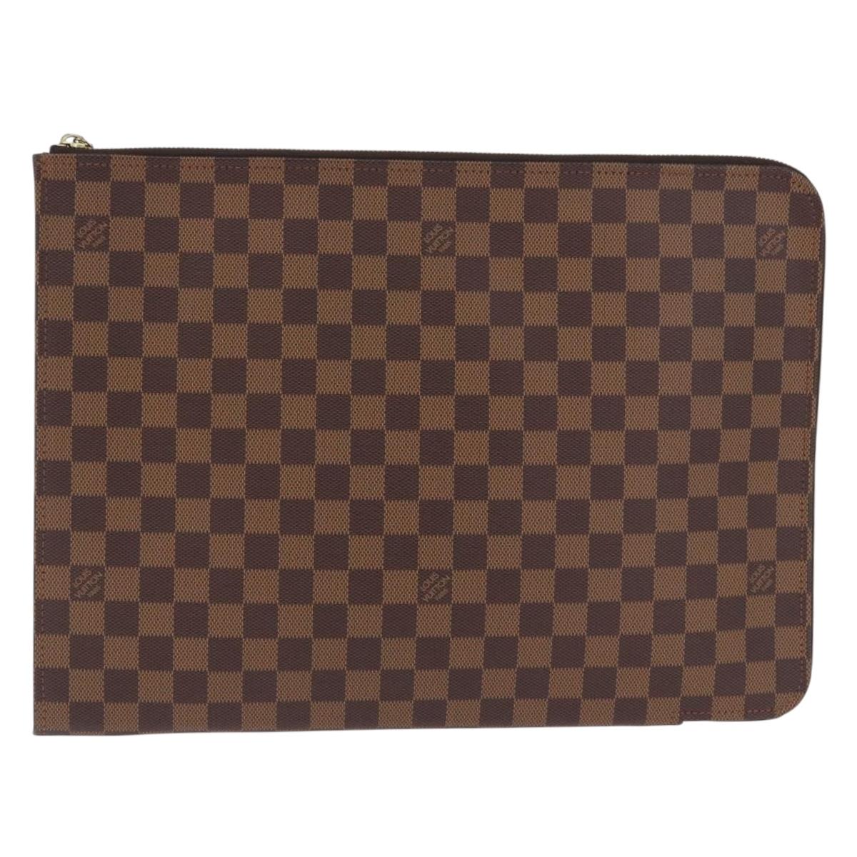 LOUIS VUITTON Damier Ebene Posh Documents Clutch Bag LV Auth 199015A