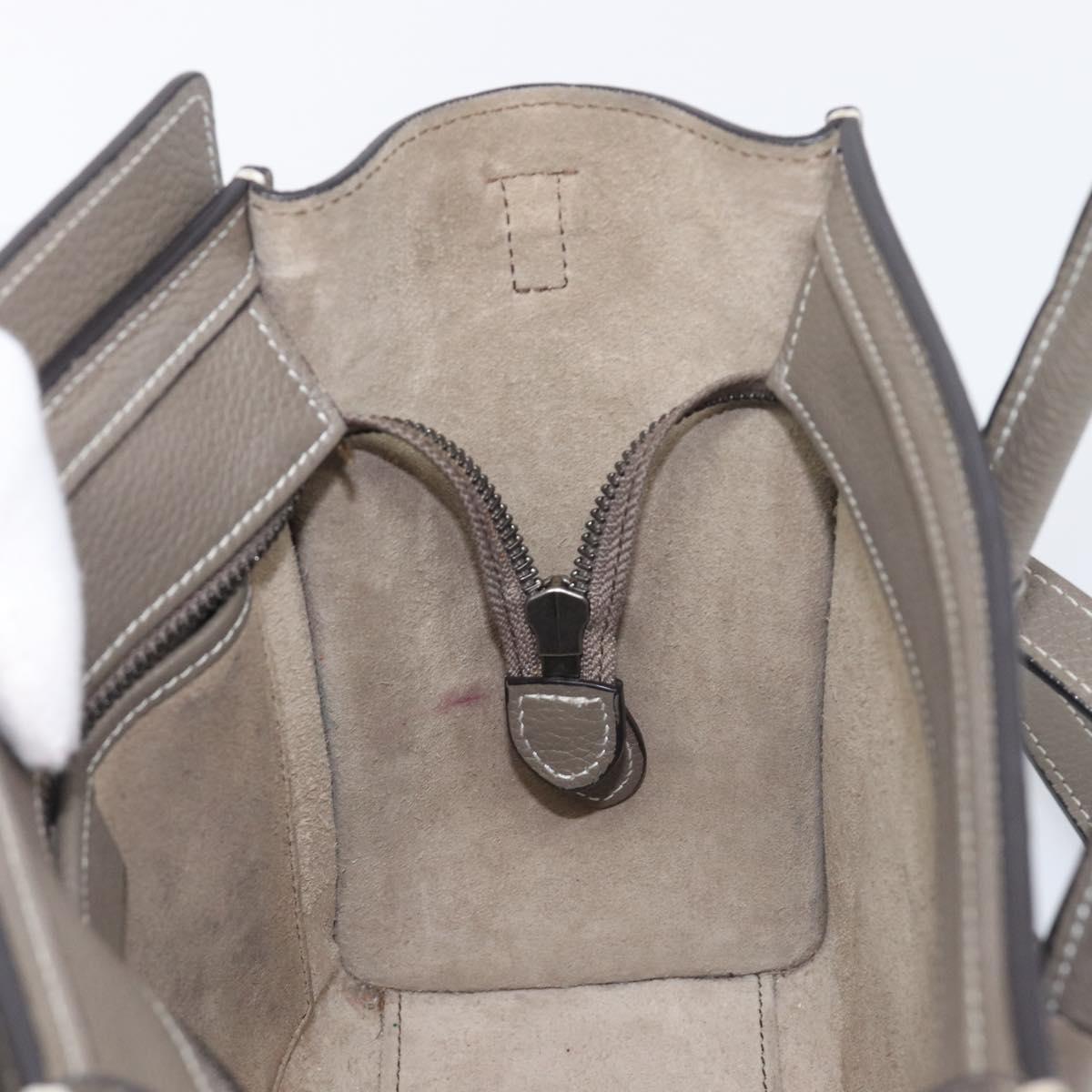 CELINE Luggage Nano Shopper Hand Bag Leather 2way Gray Silver Auth 199033V
