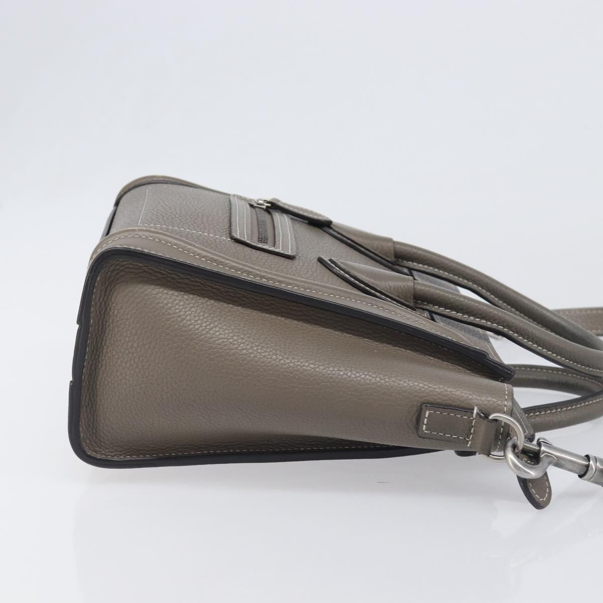 CELINE Luggage Nano Shopper Hand Bag Leather 2way Gray Silver Auth 199033V