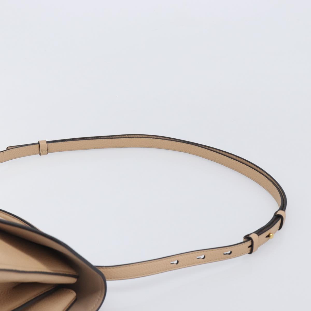 Salvatore Ferragamo Gancini Hand Bag Leather 2way Beige Gold Auth 199034A