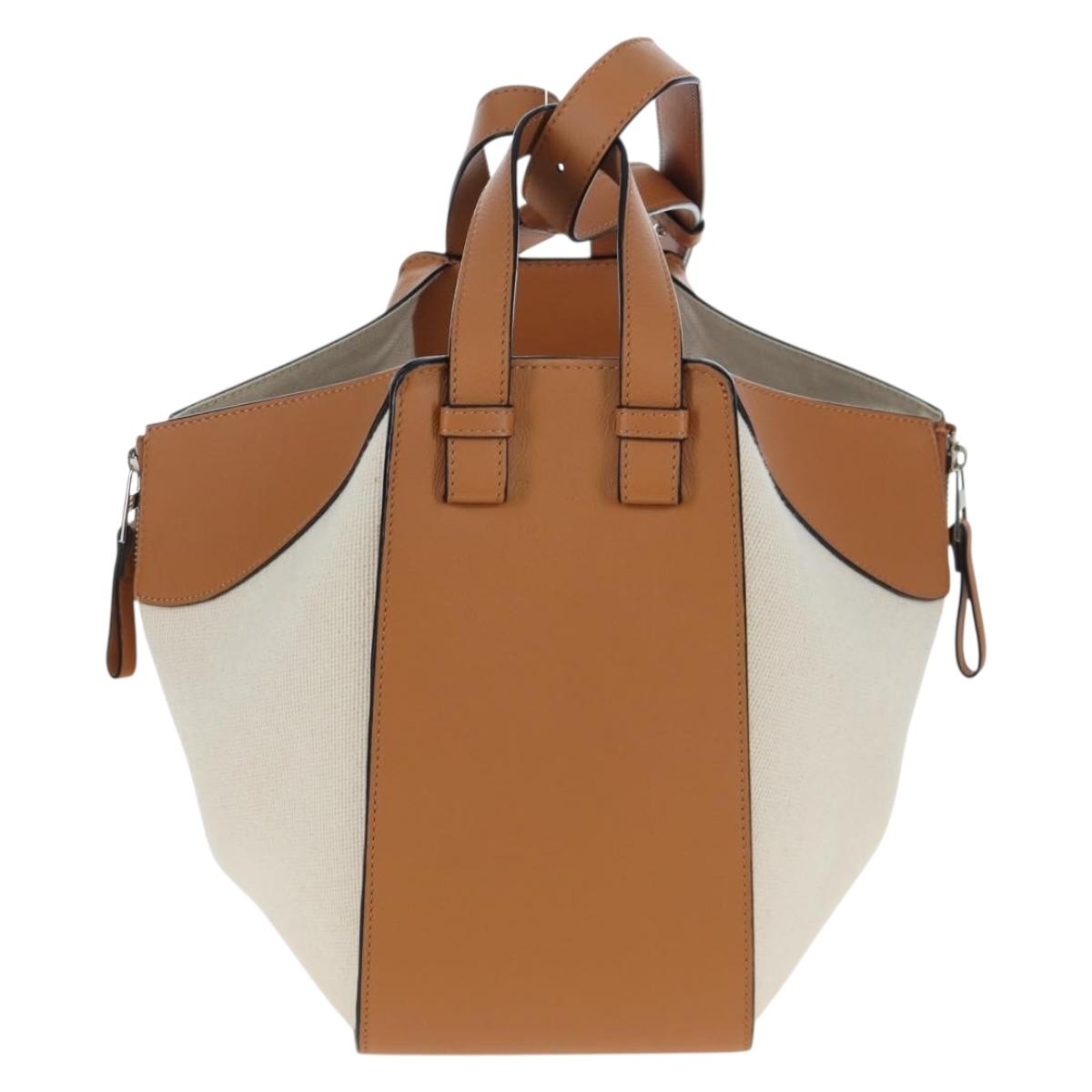 LOEWE KEN PRICE Hammock Small Hand Bag Canvas 2way Beige Silver Auth 199036SAM