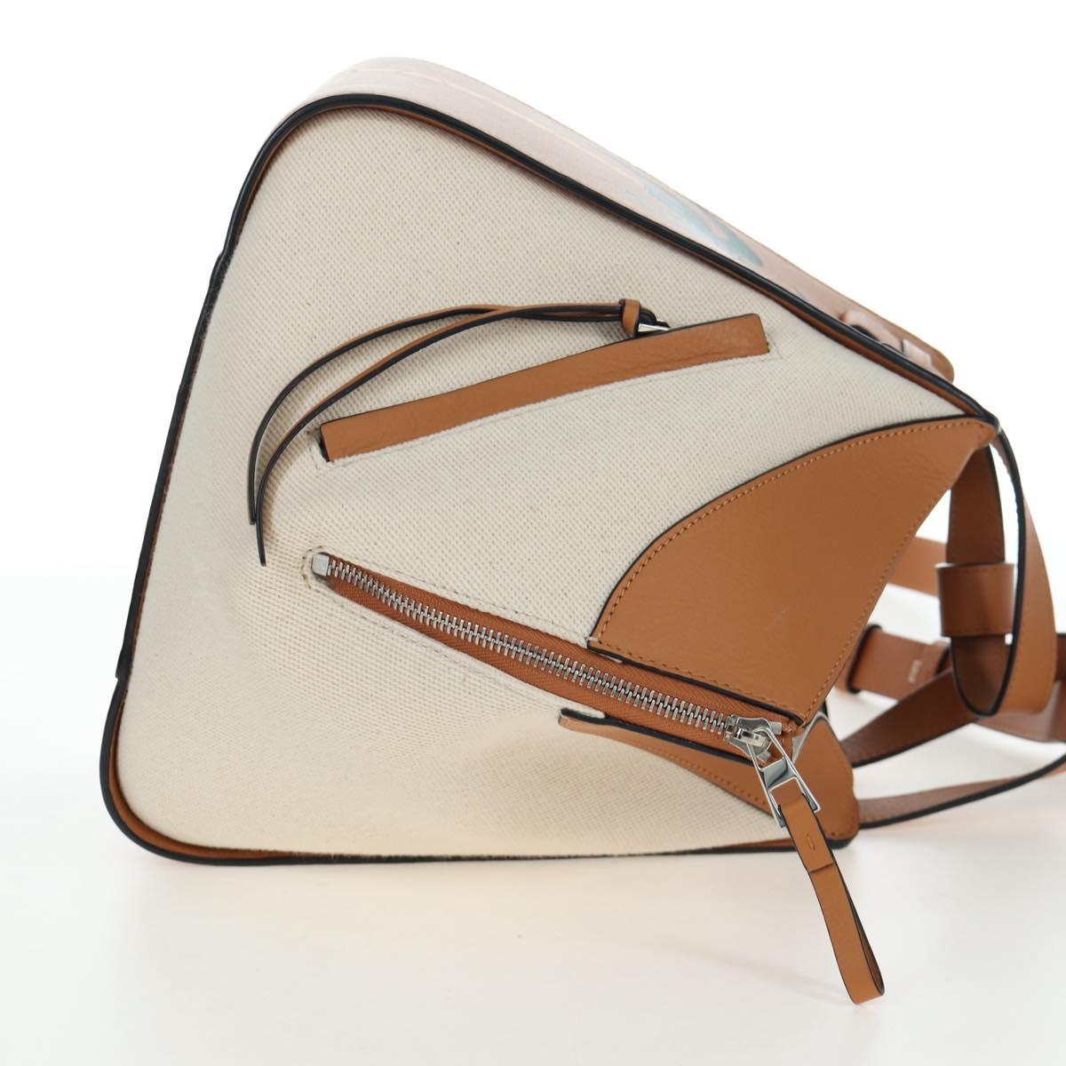 LOEWE KEN PRICE Hammock Small Hand Bag Canvas 2way Beige Silver Auth 199036SAM