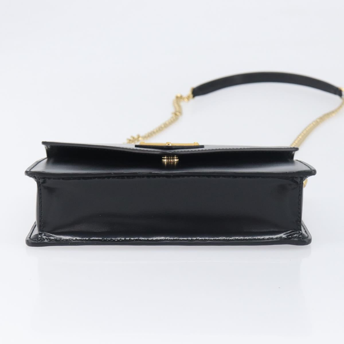 PRADA Chain Shoulder Bag Leather Black Gold Auth 199037SAM