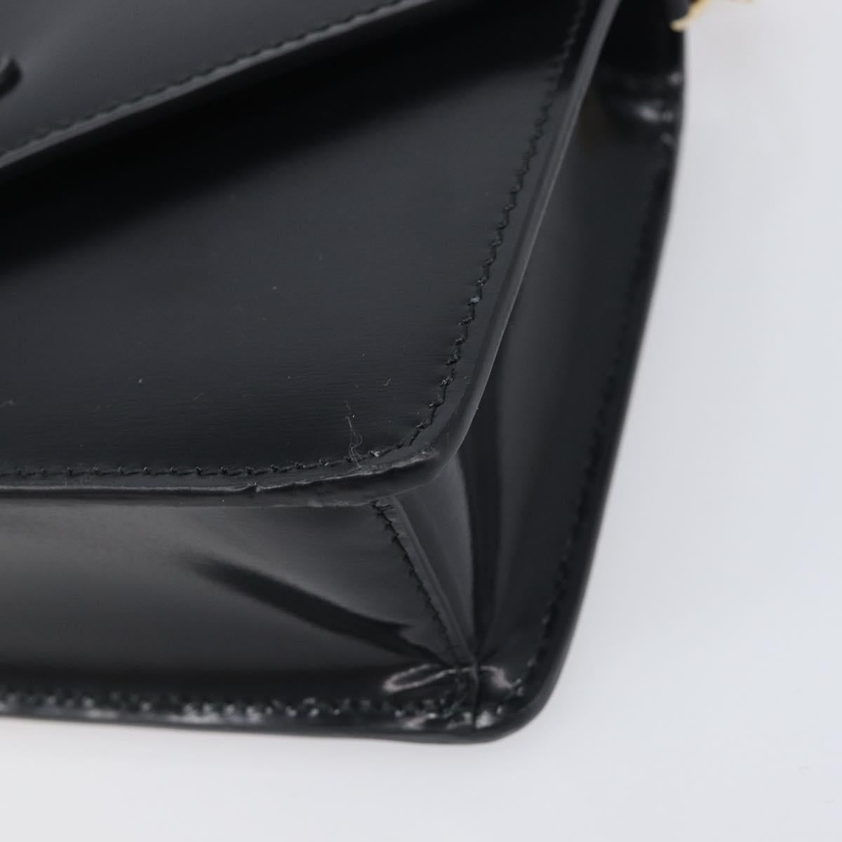PRADA Chain Shoulder Bag Leather Black Gold Auth 199037SAM