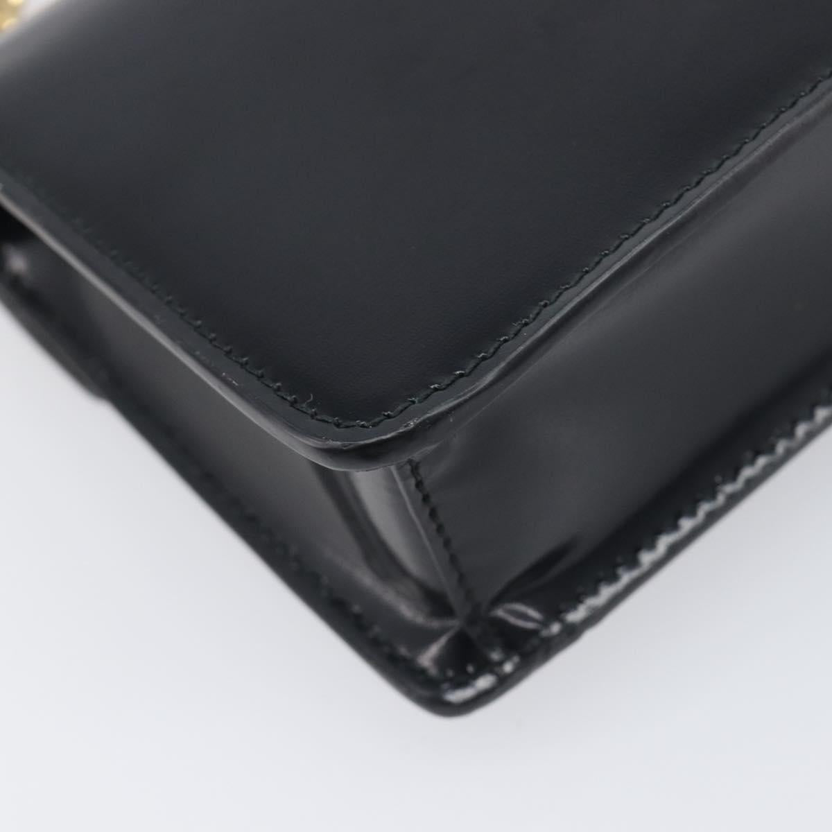 PRADA Chain Shoulder Bag Leather Black Gold Auth 199037SAM