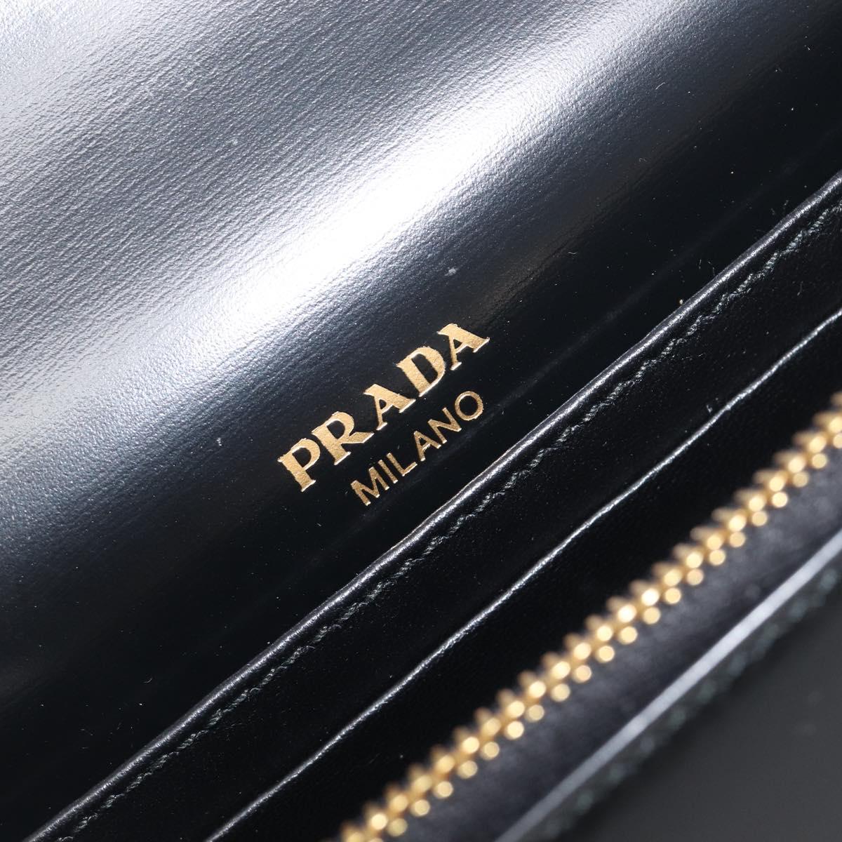 PRADA Chain Shoulder Bag Leather Black Gold Auth 199037SAM