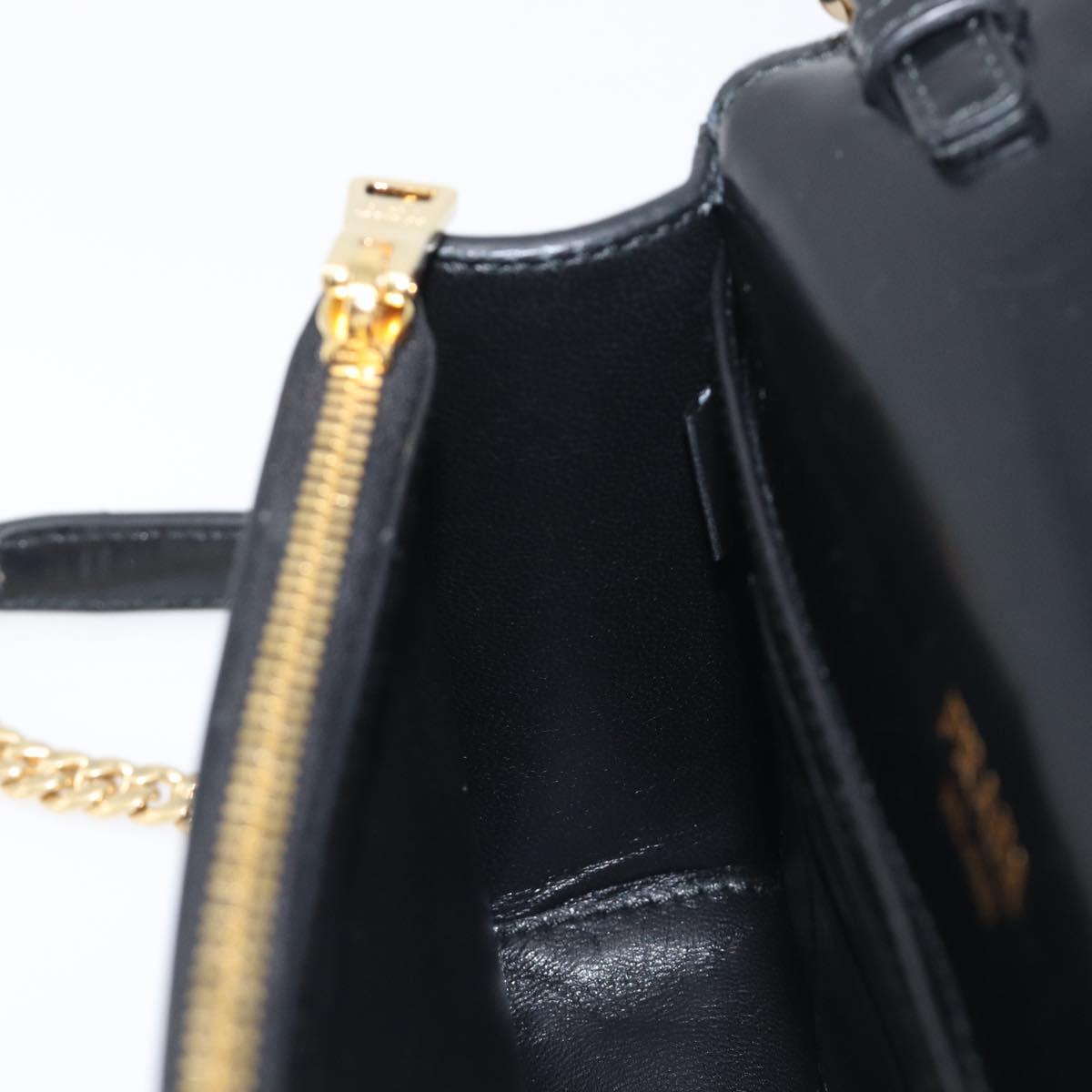 PRADA Chain Shoulder Bag Leather Black Gold Auth 199037SAM
