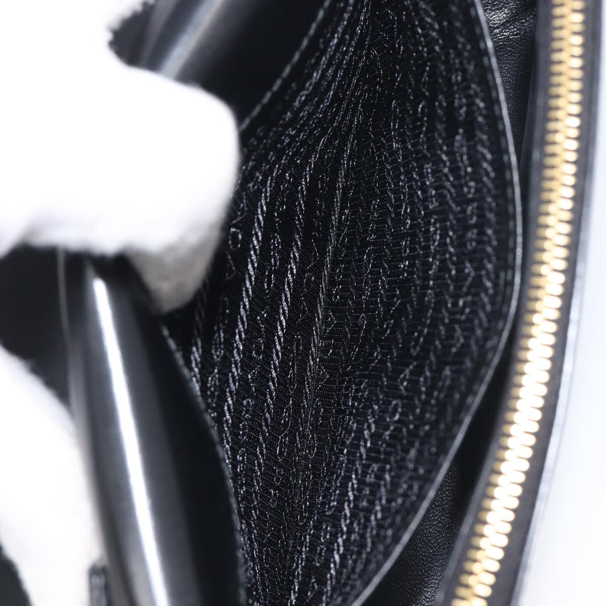 PRADA Chain Shoulder Bag Leather Black Gold Auth 199037SAM