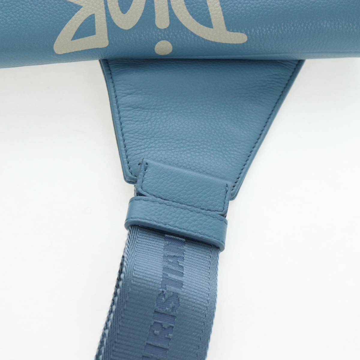 Christian Dior Saddle Bag Leather Stussy Collaboration Light Blue Auth 199040V