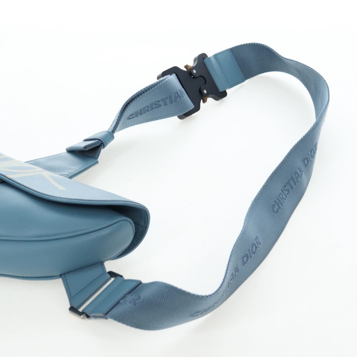 Christian Dior Saddle Bag Leather Stussy Collaboration Light Blue Auth 199040V