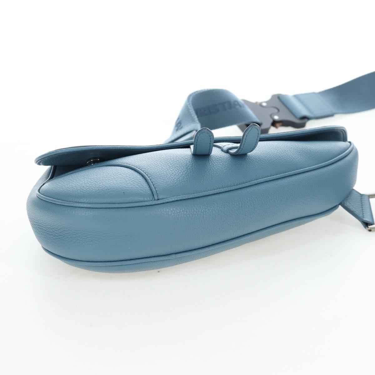 Christian Dior Saddle Bag Leather Stussy Collaboration Light Blue Auth 199040V