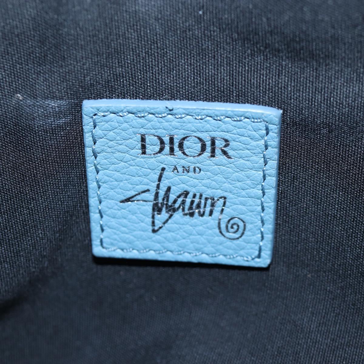 Christian Dior Saddle Bag Leather Stussy Collaboration Light Blue Auth 199040V