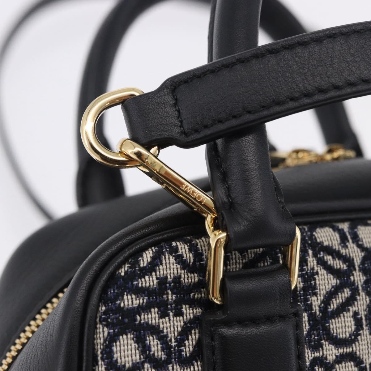 LOEWE Anagram Amazona 16 Hand Bag Canvas 2way Black Gold Tone Auth 199041SAM