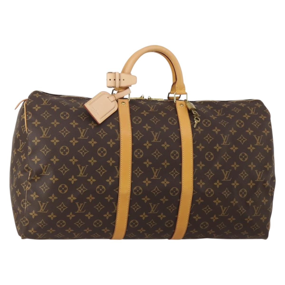LOUIS VUITTON Monogram Keepall 55 Boston Bag M41424 LV Auth 199046A