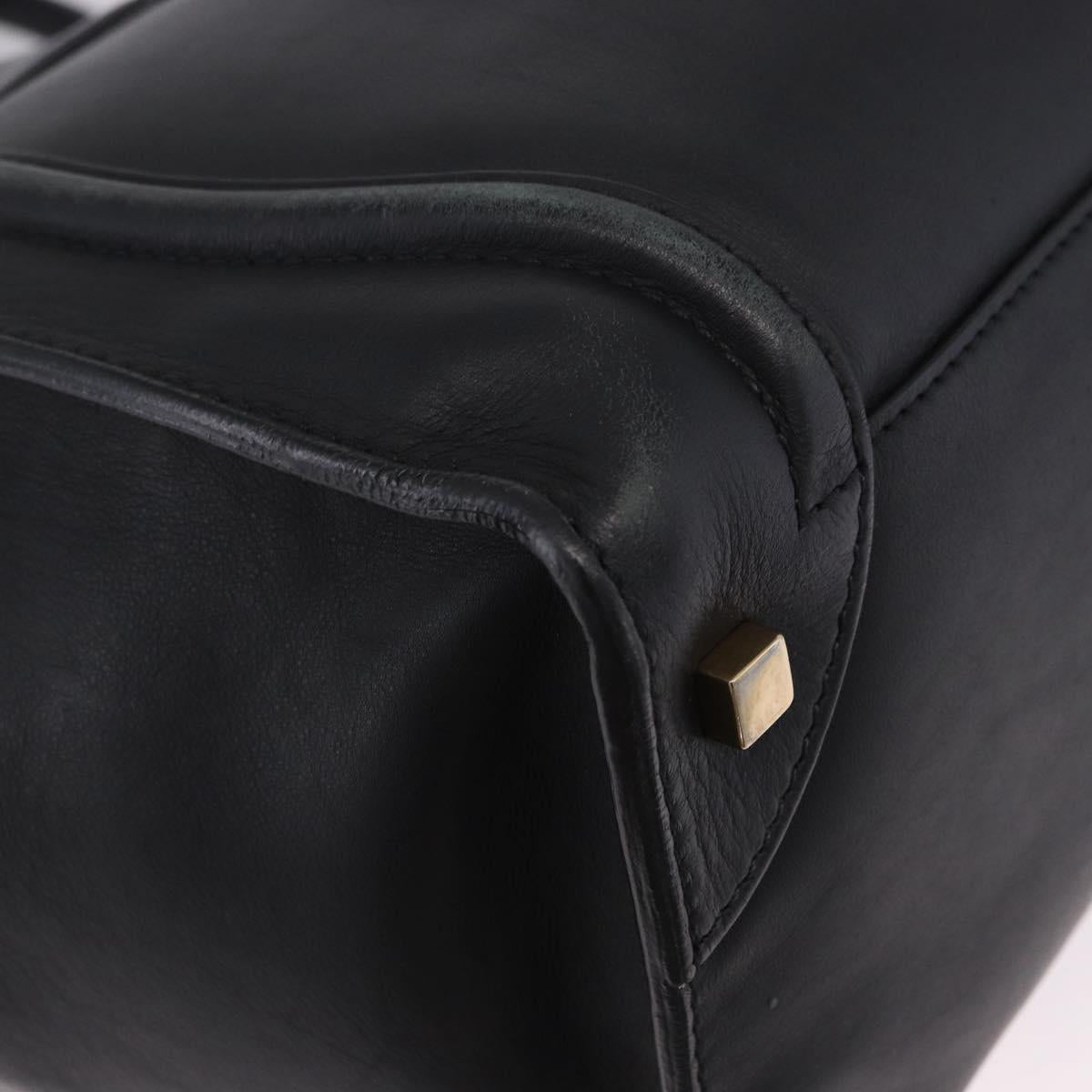 CELINE Luggage Mini Shopper Hand Bag Leather Black Gold Auth 199051A