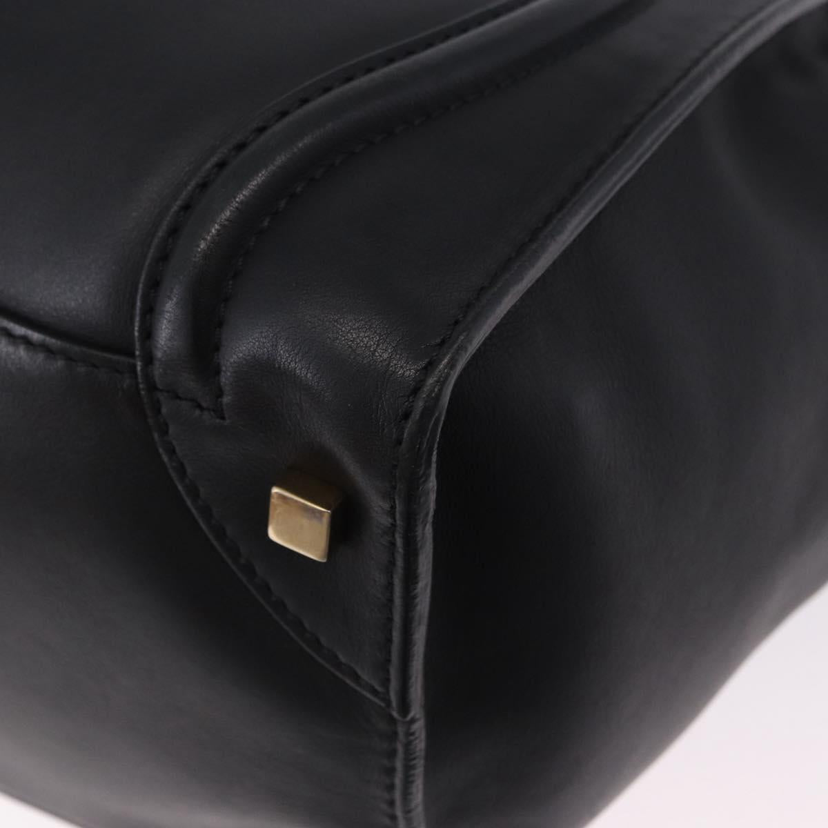 CELINE Luggage Mini Shopper Hand Bag Leather Black Gold Auth 199051A