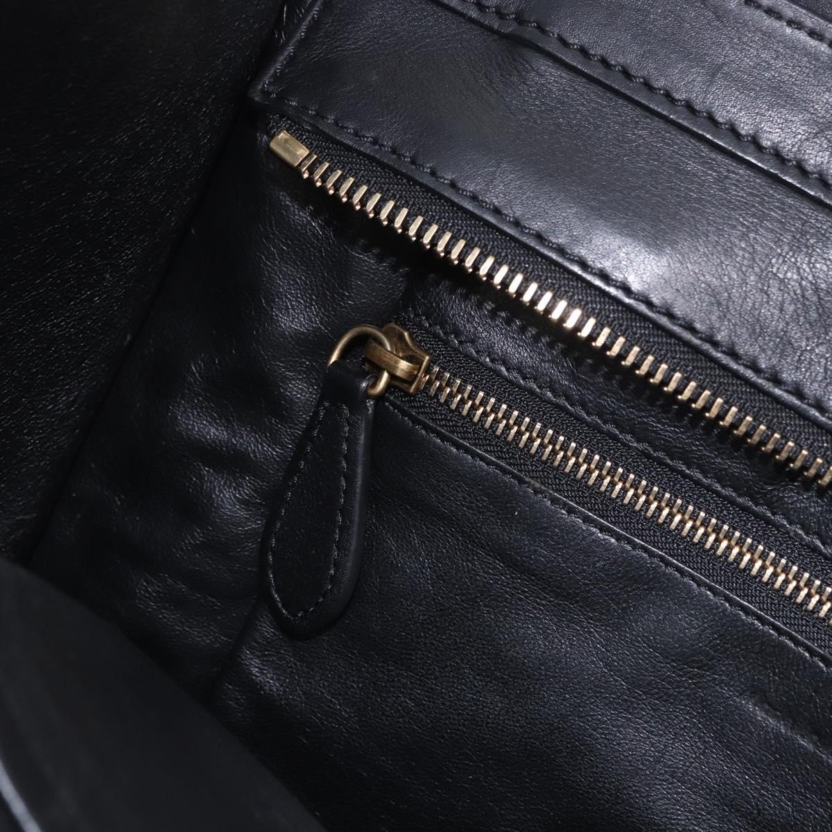 CELINE Luggage Mini Shopper Hand Bag Leather Black Gold Auth 199051A