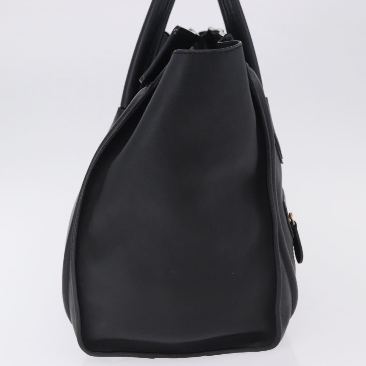CELINE Luggage Mini Shopper Hand Bag Leather Black Gold Auth 199051A