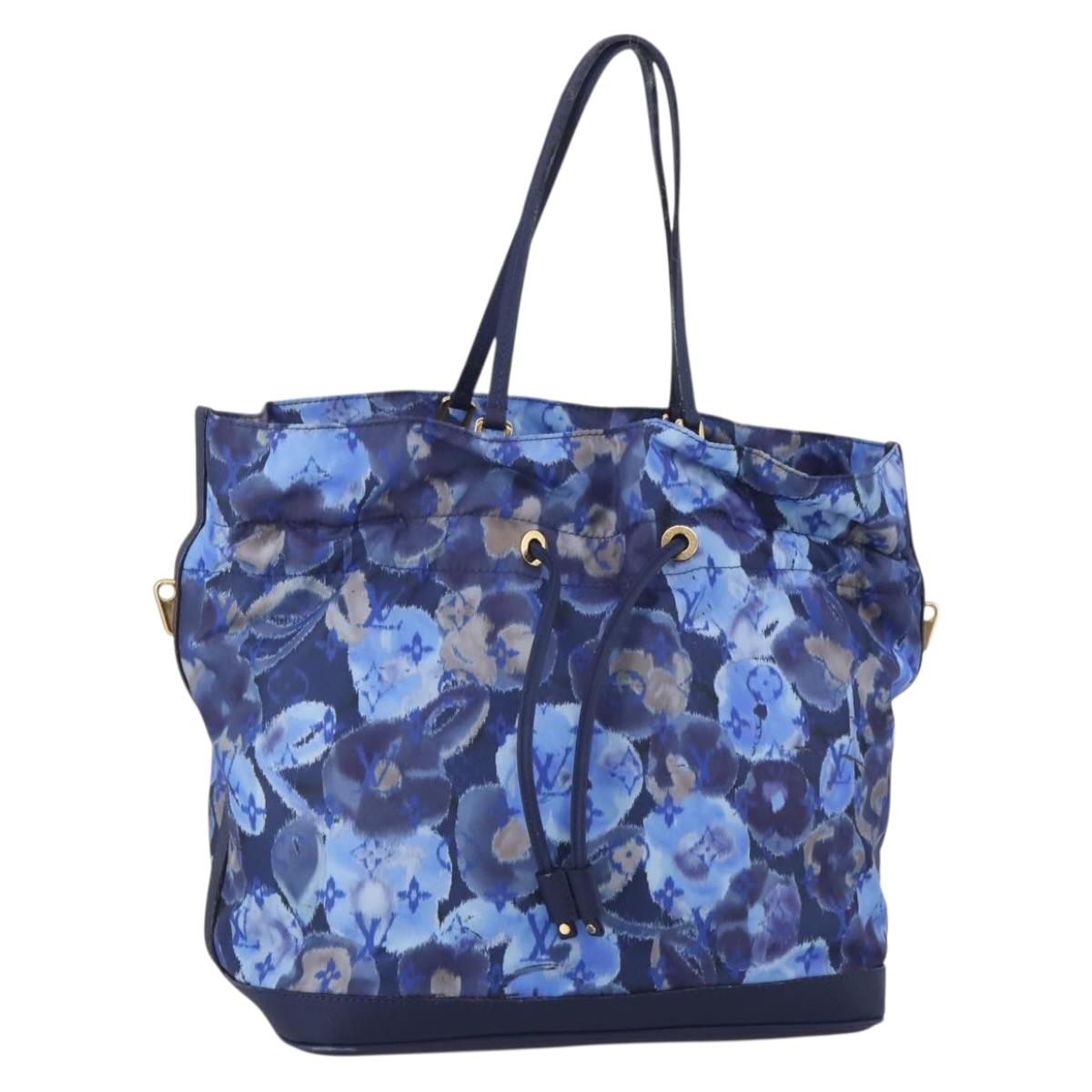 LOUIS VUITTON Monogram Ikat Flower Noeful MM Hand Bag Blue M94312 LV Auth 199052