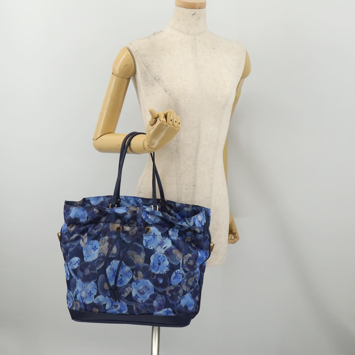 LOUIS VUITTON Monogram Ikat Flower Noeful MM Hand Bag Blue M94312 LV Auth 199052