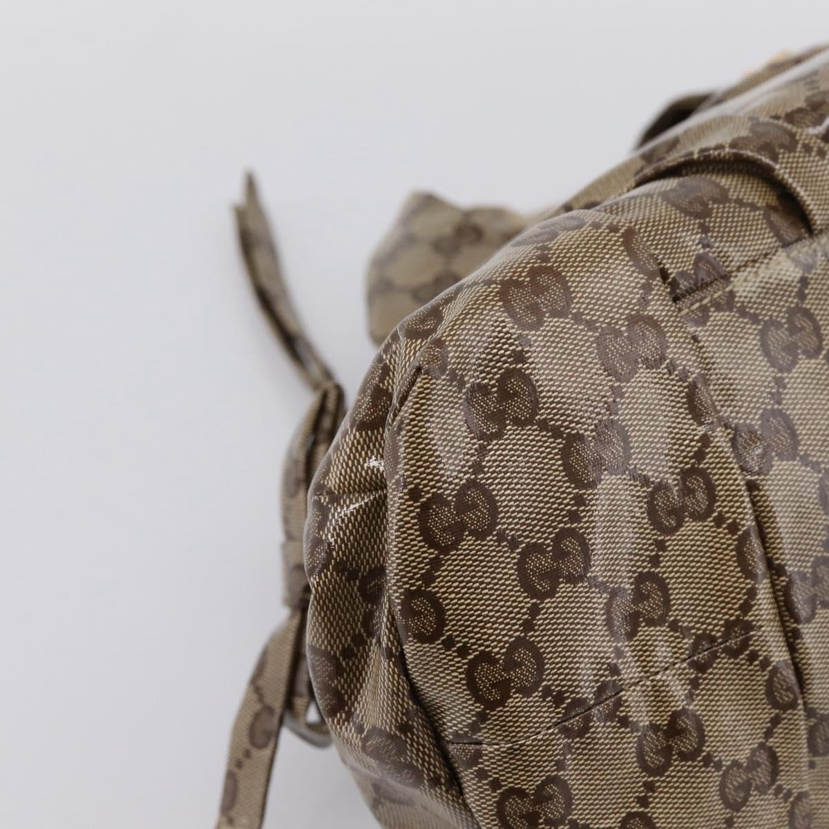 GUCCI GG Crystal Histeria Hand Bag Coated Canvas Beige Gold 197020 Auth 199055