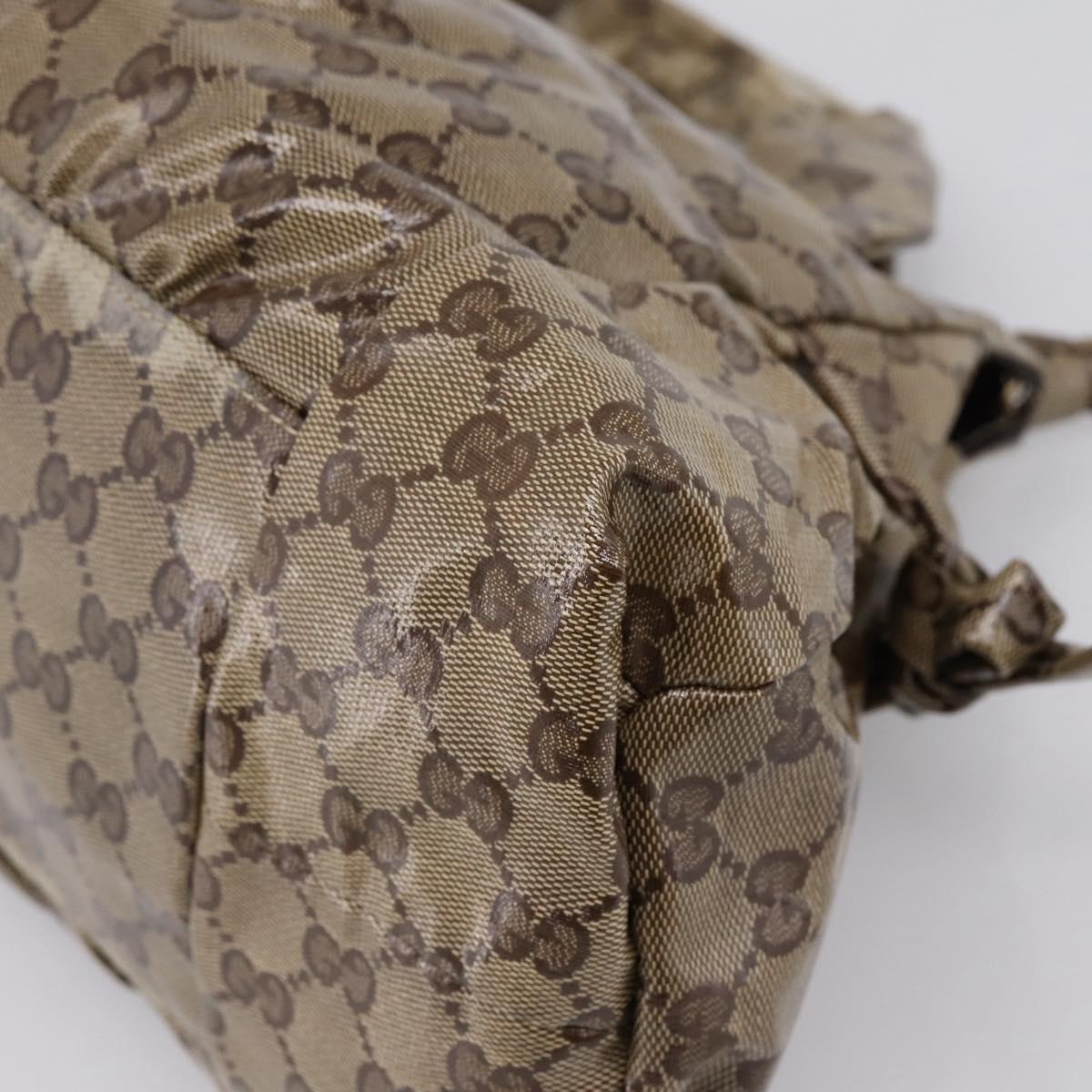 GUCCI GG Crystal Histeria Hand Bag Coated Canvas Beige Gold 197020 Auth 199055