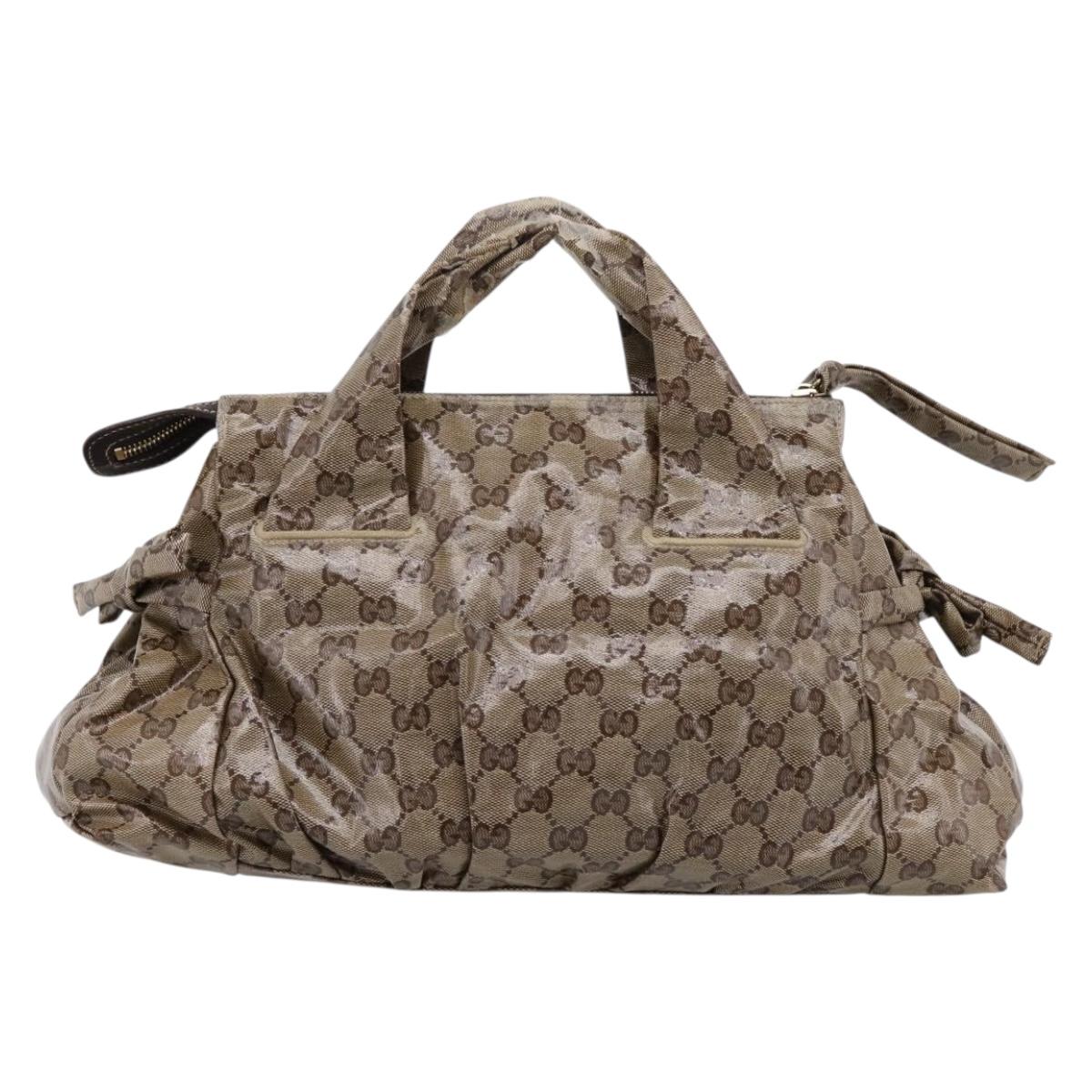 GUCCI GG Crystal Histeria Hand Bag Coated Canvas Beige Gold 197020 Auth 199055