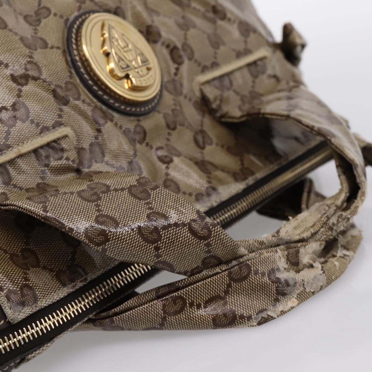 GUCCI GG Crystal Histeria Hand Bag Coated Canvas Beige Gold 197020 Auth 199055