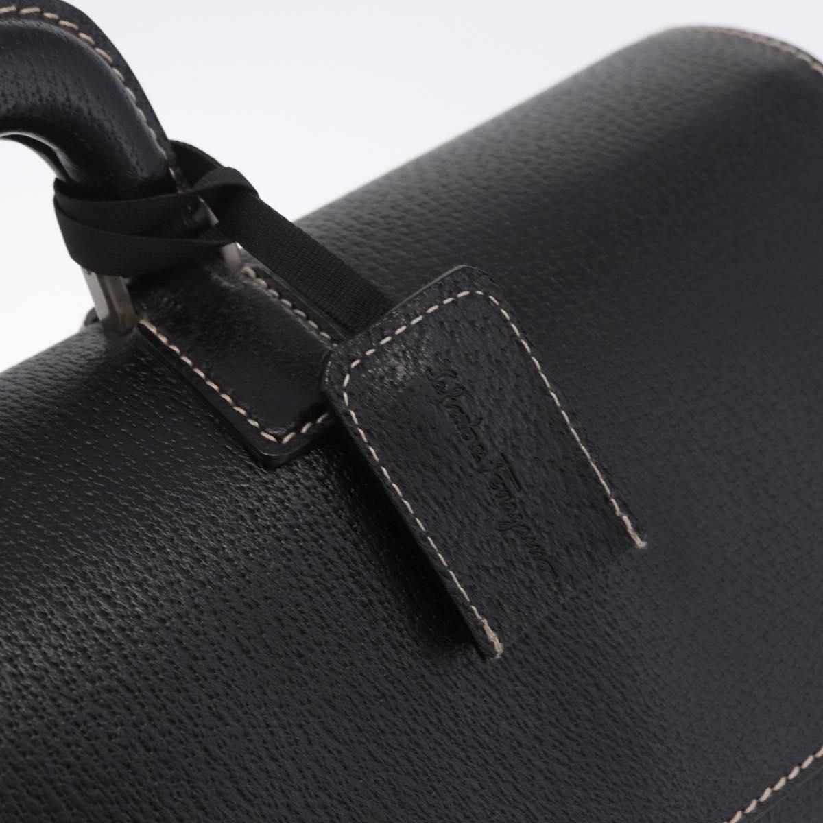 Salvatore Ferragamo Business Bag Leather Black Silver Auth 199057
