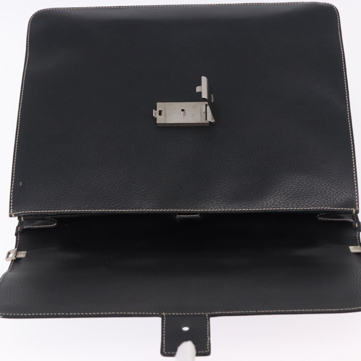 Salvatore Ferragamo Business Bag Leather Black Silver Auth 199057