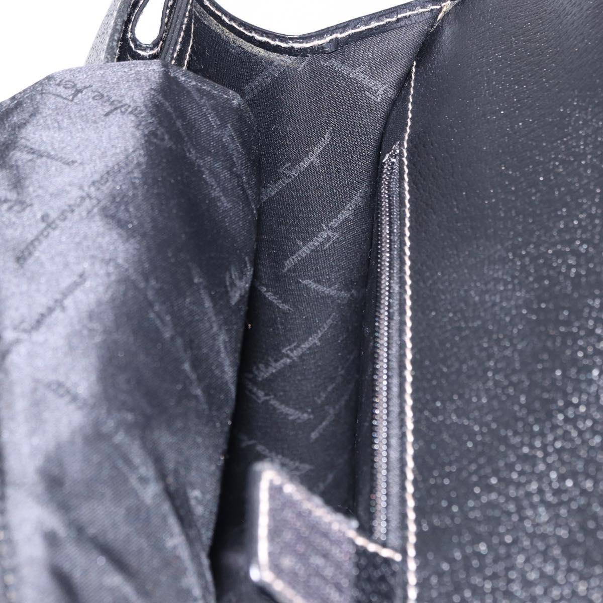Salvatore Ferragamo Business Bag Leather Black Silver Auth 199057