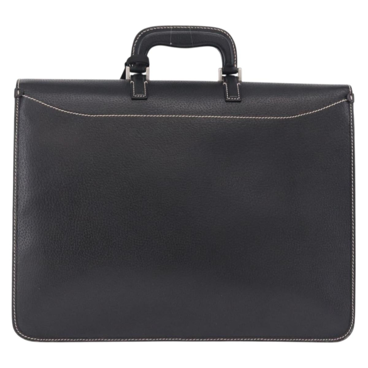 Salvatore Ferragamo Business Bag Leather Black Silver Auth 199057